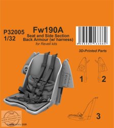 Fw190A Seat and Side Section Back Armour (w/ harness) - 1/32