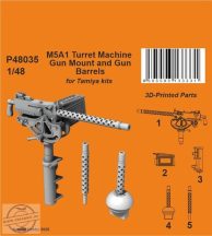 M5A1 Turret Machine Gun Mount and Gun Barrels - 1/48