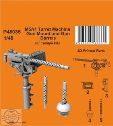 M5A1 Turret Machine Gun Mount and Gun Barrels - 1/48