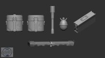 German WWII equipment and grenades - 1/35