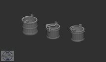 Wooden buckets - 1/48 - 6 db