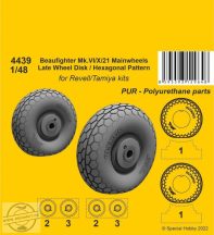   Beaufighter Mk.VI/X/21 Mainwheels - Late Wheel Disk / Hexagonal Tread Pattern - 1/48 - Revell, Tamiya