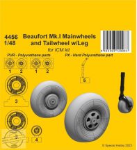 Beaufort Mk.I Mainwheels and Tailwheel w/Leg - 1/48 - ICM