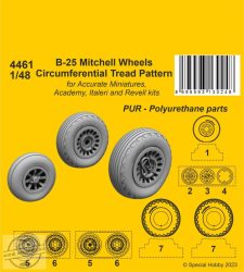 B-25 Mitchell Wheels/Circumferential Tread Pattern - 1/48 - Accurate, Italeri, Revell, Academy elsősorban