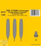   TBF-3/TBM-3 Avenger Paddle Blade Propeller Correction Set - 1/48 - for Accurate/Academy kits