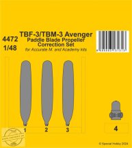   TBF-3/TBM-3 Avenger Paddle Blade Propeller Correction Set - 1/48 - for Accurate/Academy kits