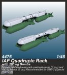   IAF Quadruple Rack with 100 kg Bombs (2 pcs.) / for SMB-2, Sa'ar and Mirage III kits - 1/48