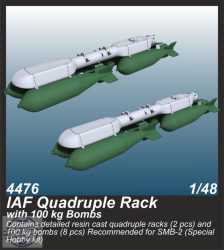 IAF Quadruple Rack with 100 kg Bombs (2 pcs.) / for SMB-2, Sa'ar and Mirage III kits - 1/48