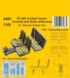 SF-260 Cockpit Centre Console and Seats w/Harness - 1/48 - Special Hobby