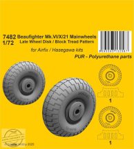   Beaufighter Mk.VI/X/21 Mainwheels - Late Wheel Disk / Block Tread Pattern - 1/72 - Airfix/Hasegawa
