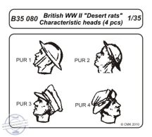   British WW II Desert rats – Characteristic head (4 pcs) - 1/35
