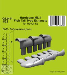 Hurricane Mk.II Fish Tail Type Exhausts - 1/32 - Revell elsősorban