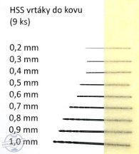 Fúró készlet:  0,2 mm - 1 mm (9 db)