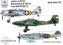   Messerschmitt BF 109 G-6; Junkers Ju-87 D-5, FW 190 F-8 - 1/72