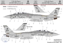 48197/2023 F-14A VF-84 Jolly Rogers 1986 low visibility decal sheet with stencils 1:48 REPRINT