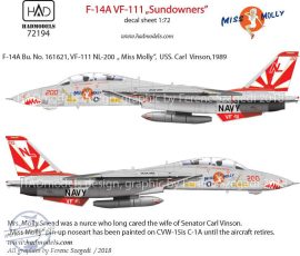72194 F-14A VF111 â€ťSundownersâ€ť - Miss Molly decal sheet 1:72