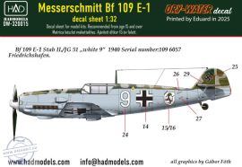 DW-32015 Messerschmitt BF 109 E-1 (White 9) decal sheet 1:32