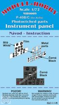   P-40B/C Tomahawk Photoetched parts instrument panel for Airfix - 1/72