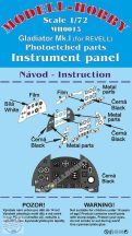   Gloster Gladiator Photoetched parts instrument panel for Airfix - 1/72