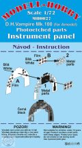   DH.100 Vampire Photoetched parts instrument panel for A-Model - 1/72