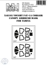 Vought F4U-1A Corsair canopy airbrush mask for Tamiya - 1/48
