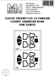Vought F4U-1A Corsair canopy airbrush mask for Tamiya - 1/48