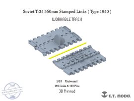 Soviet T-34 550mm Stamped Links（Type 1940）Workable Track (3D Printed) - 1/35 - Általános (Lánctalp)