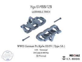 WWII German Pz.Kpfw.III/IV（Type 3A）Workable Track(3D Printed) - 1/35 (Lánctalp)