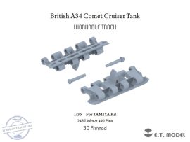 British A34 Comet Cruiser Tank Workable Track(3D Printed) - 1/35 - Tamiya (Lánctalp)