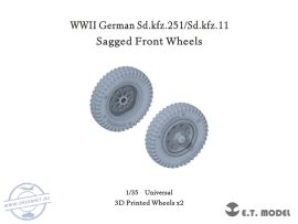 WWII German Sd.kfz.251/Sd.kfz.11 Sagged Front Wheels - 1/35 - Univerzális (Kerék)