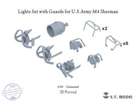 Lights Set with Guards for U.S.Army M4 Sherman - 1/35 - Átlátszó foncsorokkal