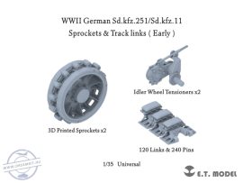 WWII German Sd.kfz.251/Sd.kfz.11 Track links & Sprockets（Early）- 1/35 - Univerzális (Lánctalp)