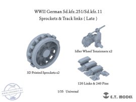 WWII German Sd.kfz.251/Sd.kfz.11 Track links & Sprockets（Late）- 1/35 - Univerzális (Lánctalp)