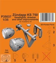   Zündapp KS 750 Headlights, drawbar and other improvements - 1/35 - Academy