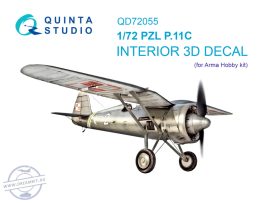1/72 PZL P.11C 3D-Print.&col.interior (ARMA)