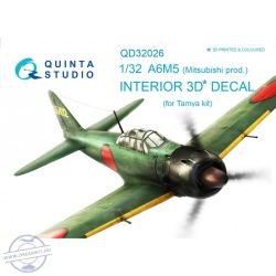 A6M5 (Mitsubishi prod.) 3D-Printed & coloured Interior on decal paper (for Tamiya kit) - 1/32