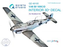   Bf 109C/D 3D-Printed & coloured Interior on decal paper (for Modelsvit kit) - 1/48