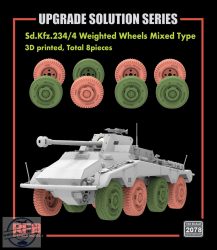 Sd.Kfz.234/4 3D Printed wheels mixed type (Type A 4pcs + Type B) - 1/35