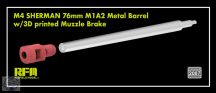   M4 SHERMAN 76mm M1A2 metal barrel w/3D printed muzzle brake - 1/35