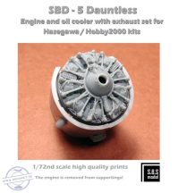   SBD-5 Dauntless engine & oil cooler with exhaust - 1/72 - Hasegawa/Hobby 2000