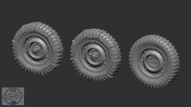 Wheels for Jeep Willys with chains (underinflated) - 1/35 - 4+1 db