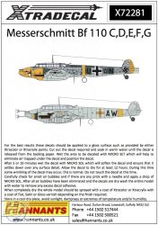 Messerschmitt Bf 110 C,D,E,F,G - 1/72 - 11 géphez matrica, MAGYAR is!