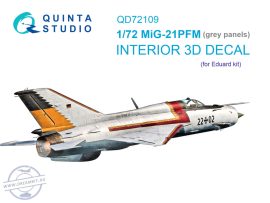 MiG-21PFM Gray panels 3D-Printed & coloured Interior on decal paper - 1/72 - Eduard