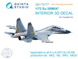 1/72 Su-30MKK 3D-Print.&col.Interior (TRUMP) műgyanta alkatrészekkel