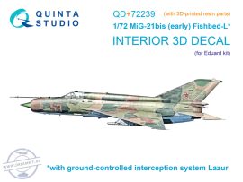 1/72 MiG-21bis early 3D-Print&col.Interior (EDU) - Műgyanta alkatrészekkel.