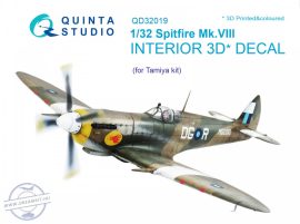 Spitfire Mk.VIII 3D-Printed & coloured Interior on decal paper (for Tamiya kit) - 1/32
